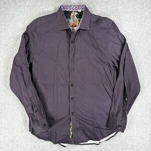 Robert Graham Dress Shirt Mens Large Purple Geometric Print Button Long Sleeve